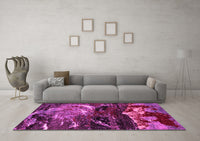 Machine Washable Abstract Pink Modern Rug, wshabs2542pnk