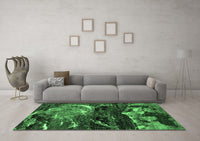 Machine Washable Abstract Emerald Green Modern Rug, wshabs2542emgrn