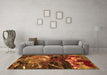 Machine Washable Abstract Orange Modern Area Rugs in a Living Room, wshabs2542org