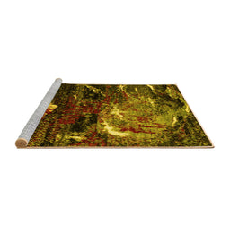 Sideview of Machine Washable Abstract Yellow Modern Rug, wshabs2542yw