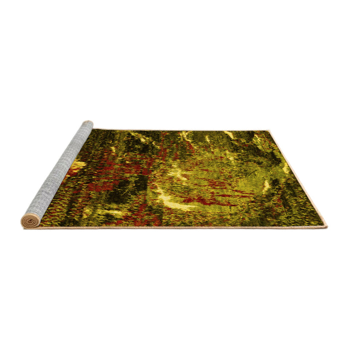 Sideview of Machine Washable Abstract Yellow Modern Rug, wshabs2542yw