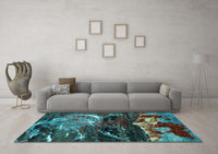 Machine Washable Abstract Light Blue Modern Rug, wshabs2542lblu