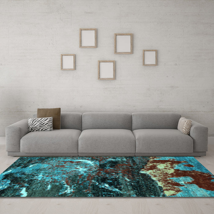 Machine Washable Abstract Light Blue Modern Rug in a Living Room, wshabs2542lblu