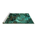 Sideview of Machine Washable Abstract Turquoise Modern Area Rugs, wshabs2542turq