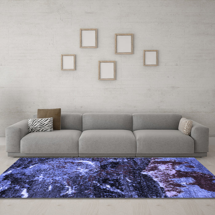 Machine Washable Abstract Blue Modern Rug in a Living Room, wshabs2542blu