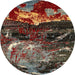 Round Abstract Red Modern Rug, abs2542