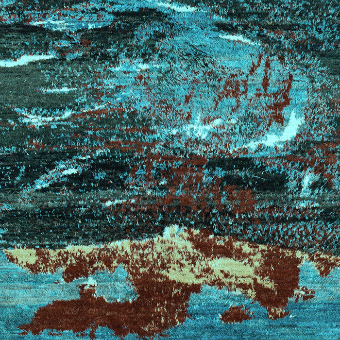 Square Abstract Light Blue Modern Rug, abs2542lblu