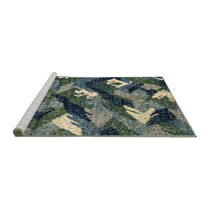 Sideview of Machine Washable Abstract Dark Slate Gray Green Rug, wshabs2543