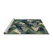 Sideview of Machine Washable Abstract Dark Slate Gray Green Rug, wshabs2543