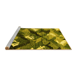Sideview of Machine Washable Abstract Yellow Modern Rug, wshabs2543yw