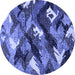 Round Abstract Blue Modern Rug, abs2543blu