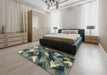 Machine Washable Abstract Dark Slate Gray Green Rug in a Bedroom, wshabs2543