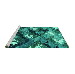 Sideview of Machine Washable Abstract Turquoise Modern Area Rugs, wshabs2543turq