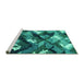 Sideview of Machine Washable Abstract Turquoise Modern Area Rugs, wshabs2543turq