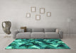 Machine Washable Abstract Turquoise Modern Area Rugs in a Living Room,, wshabs2543turq