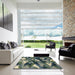 Square Abstract Dark Slate Gray Green Modern Rug in a Living Room, abs2543