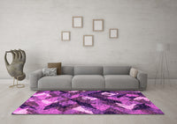 Machine Washable Abstract Pink Modern Rug, wshabs2543pnk