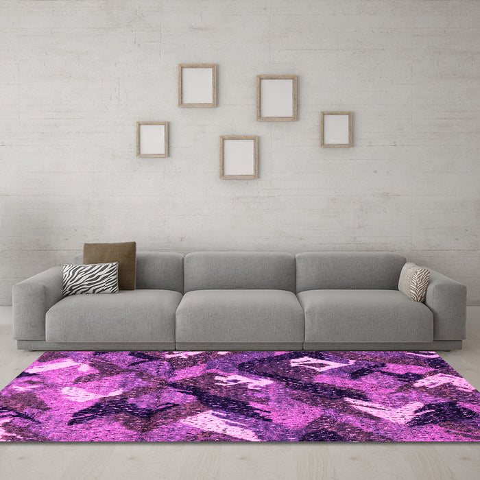 Machine Washable Abstract Pink Modern Rug in a Living Room, wshabs2543pnk