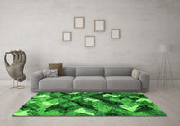 Machine Washable Abstract Green Modern Rug, wshabs2543grn