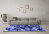 Machine Washable Abstract Blue Modern Rug, wshabs2543blu