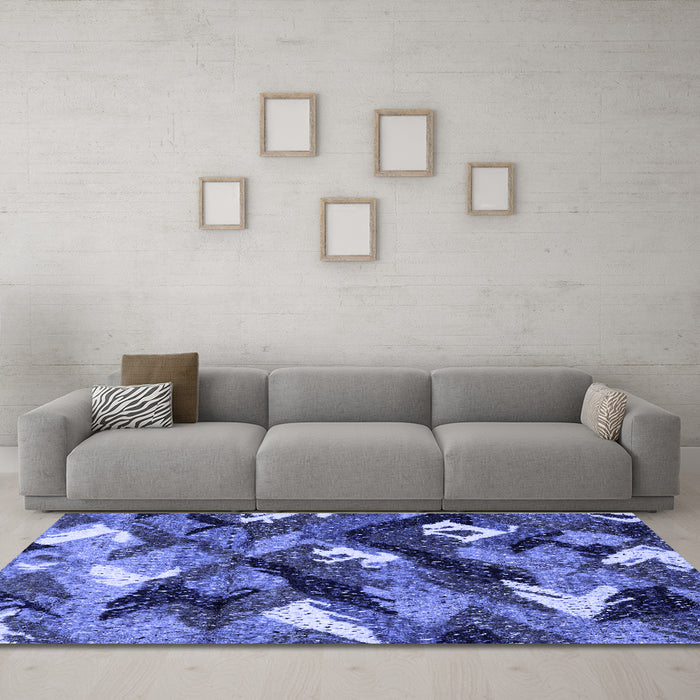 Machine Washable Abstract Blue Modern Rug in a Living Room, wshabs2543blu