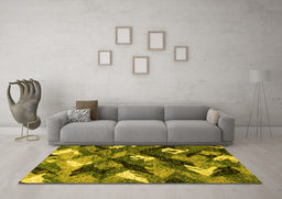 Machine Washable Abstract Yellow Modern Rug in a Living Room, wshabs2543yw