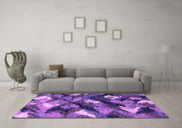 Machine Washable Abstract Purple Modern Rug, wshabs2543pur