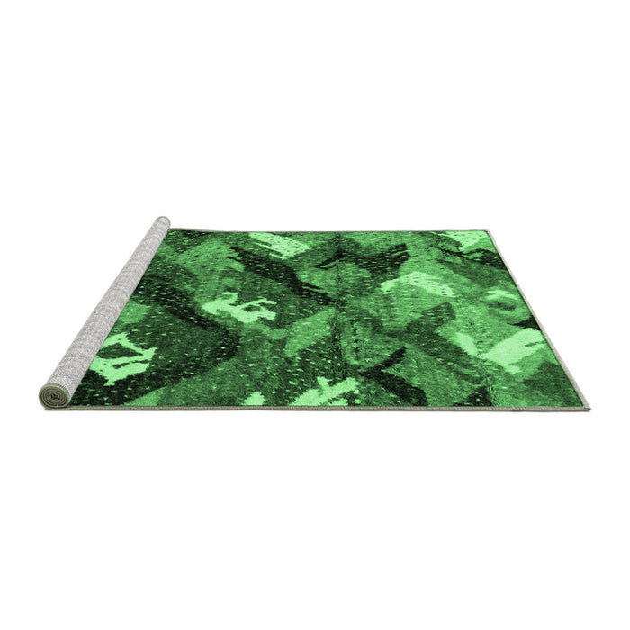 Sideview of Machine Washable Abstract Emerald Green Modern Area Rugs, wshabs2543emgrn