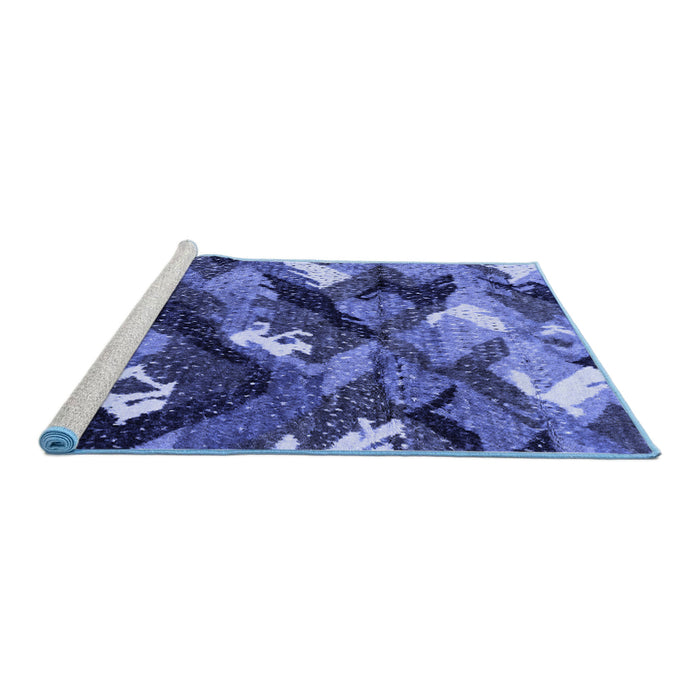 Sideview of Machine Washable Abstract Blue Modern Rug, wshabs2543blu