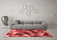 Machine Washable Abstract Red Modern Rug, wshabs2543red