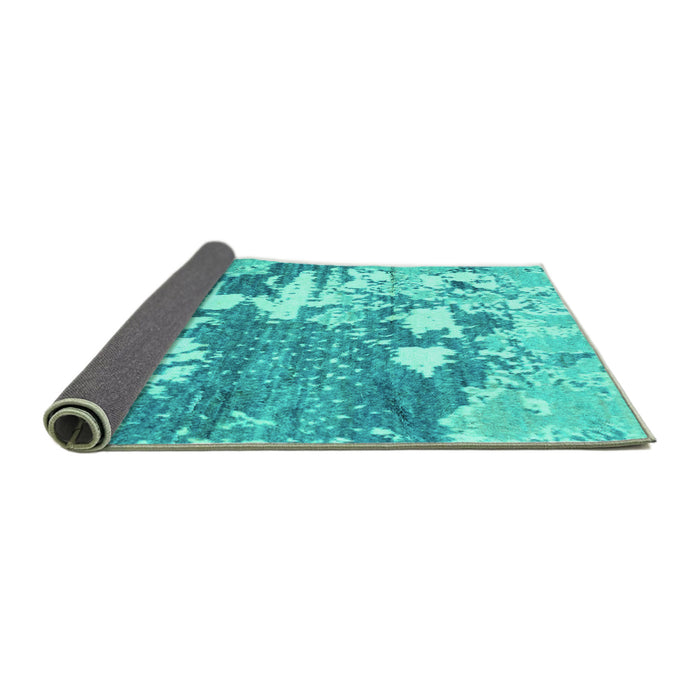 Sideview of Abstract Turquoise Modern Rug, abs2544turq