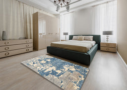 Abstract Slate Gray Modern Rug in a Bedroom, abs2544