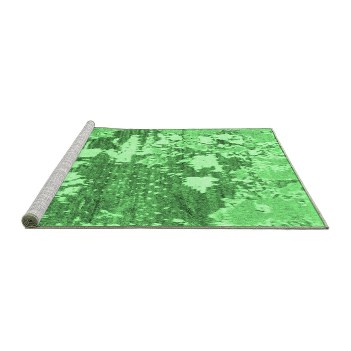 Sideview of Machine Washable Abstract Emerald Green Modern Area Rugs, wshabs2544emgrn