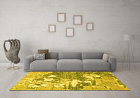 Machine Washable Abstract Yellow Modern Rug, wshabs2544yw