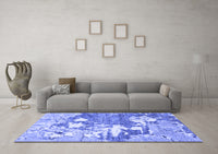 Machine Washable Abstract Blue Modern Rug, wshabs2544blu