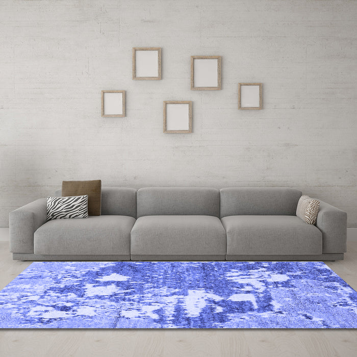 Machine Washable Abstract Blue Modern Rug in a Living Room, wshabs2544blu