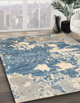 Abstract Slate Gray Modern Rug in Family Room, abs2544