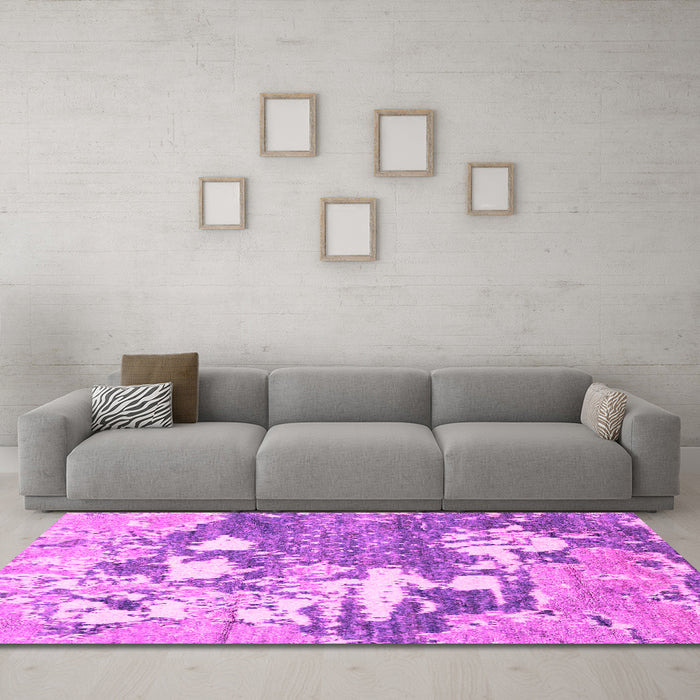 Machine Washable Abstract Pink Modern Rug in a Living Room, wshabs2544pnk