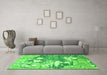 Machine Washable Abstract Green Modern Area Rugs in a Living Room,, wshabs2544grn