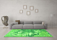 Machine Washable Abstract Green Modern Rug, wshabs2544grn