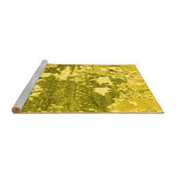 Sideview of Machine Washable Abstract Yellow Modern Rug, wshabs2544yw
