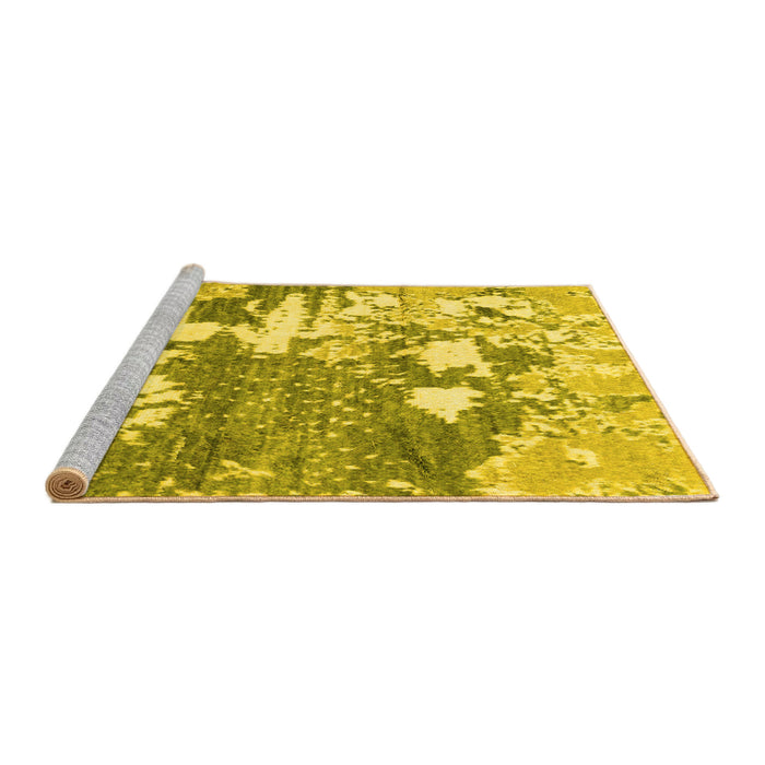 Sideview of Machine Washable Abstract Yellow Modern Rug, wshabs2544yw