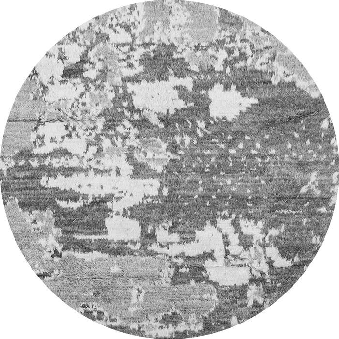 Round Machine Washable Abstract Gray Modern Rug, wshabs2544gry