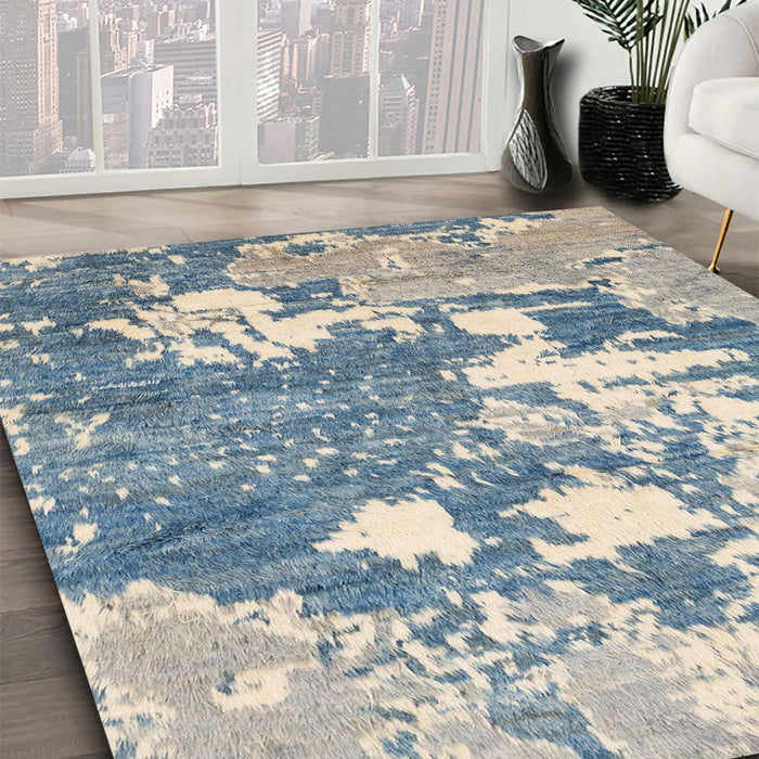 Abstract Slate Gray Modern Rug in Family Room, abs2544