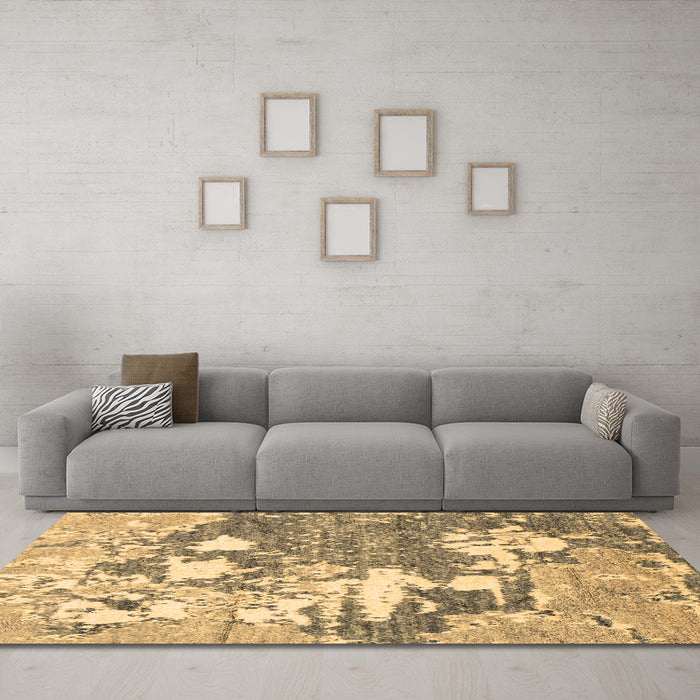 Machine Washable Abstract Brown Modern Rug in a Living Room,, wshabs2544brn