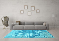 Machine Washable Abstract Light Blue Modern Rug, wshabs2544lblu