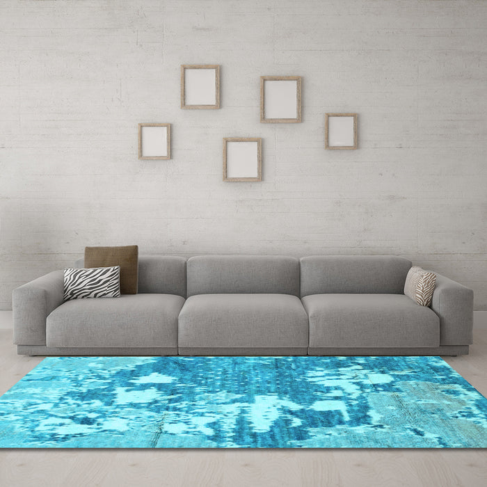 Machine Washable Abstract Light Blue Modern Rug in a Living Room, wshabs2544lblu