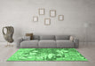 Machine Washable Abstract Emerald Green Modern Area Rugs in a Living Room,, wshabs2544emgrn