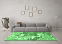 Machine Washable Abstract Emerald Green Modern Rug, wshabs2544emgrn