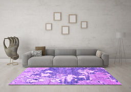 Machine Washable Abstract Purple Modern Area Rugs in a Living Room, wshabs2544pur